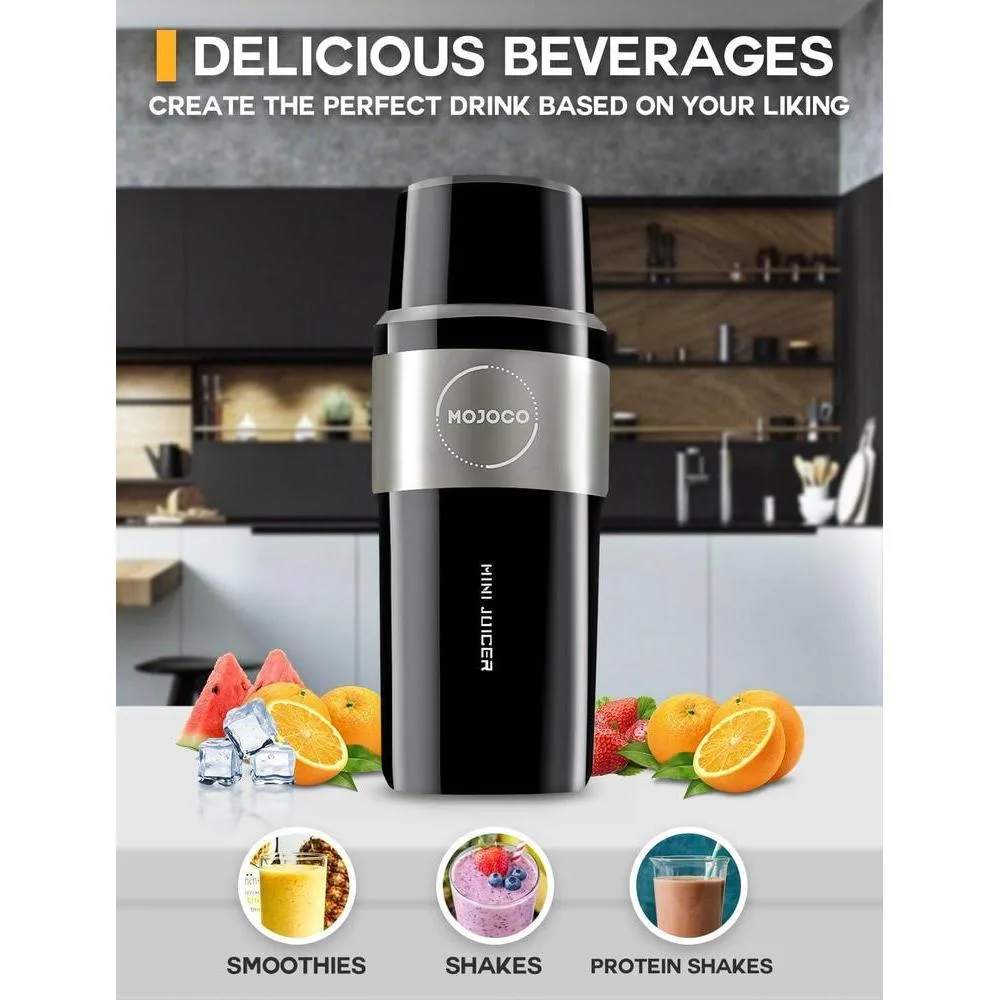 Licuadora Mojoco personal portátil recargable, cuchillas de acero inoxidable, ideal para batidos y smoothies en movimiento