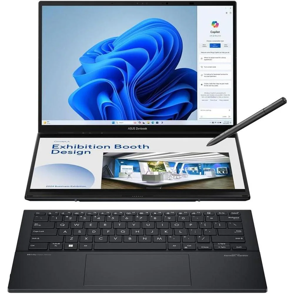 ASUS Zenbook DUO Laptop, Dual 14” OLED 3K 120Hz Touch Display, Evo, Intel Core Ultra 9 285H, Intel Arc Graphics, 32GB RAM, 1TB SSD, Windows 11, UX8406CA-PS99T