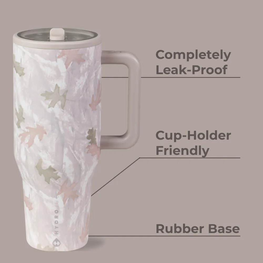 HydroJug Traveler - Botella de agua con asa y popote abatible, vaso resistente a fugas, reutilizable, de acero inoxidable