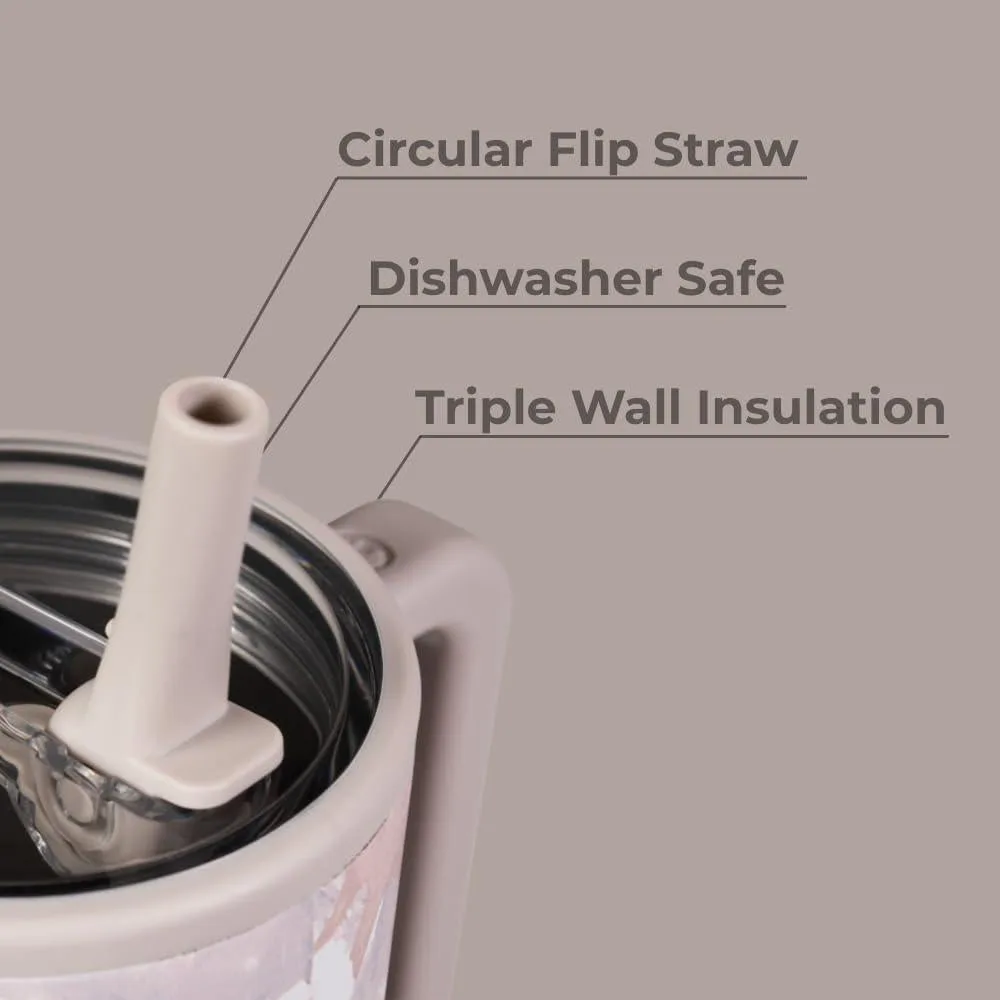 HydroJug Traveler - Botella de agua con asa y popote abatible, vaso resistente a fugas, reutilizable, de acero inoxidable