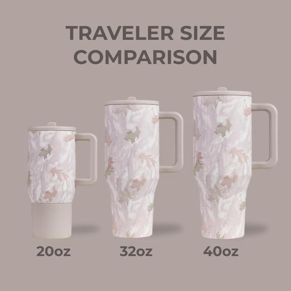 HydroJug Traveler - Botella de agua con asa y popote abatible, vaso resistente a fugas, reutilizable, de acero inoxidable