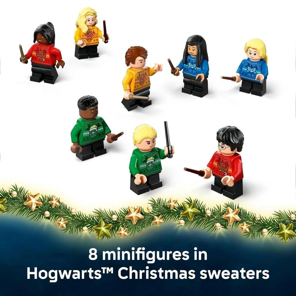 Calendario de Adviento LEGO Harry Potter 2025 con sorpresas construibles, incluye minifiguras de personajes emblemáticos