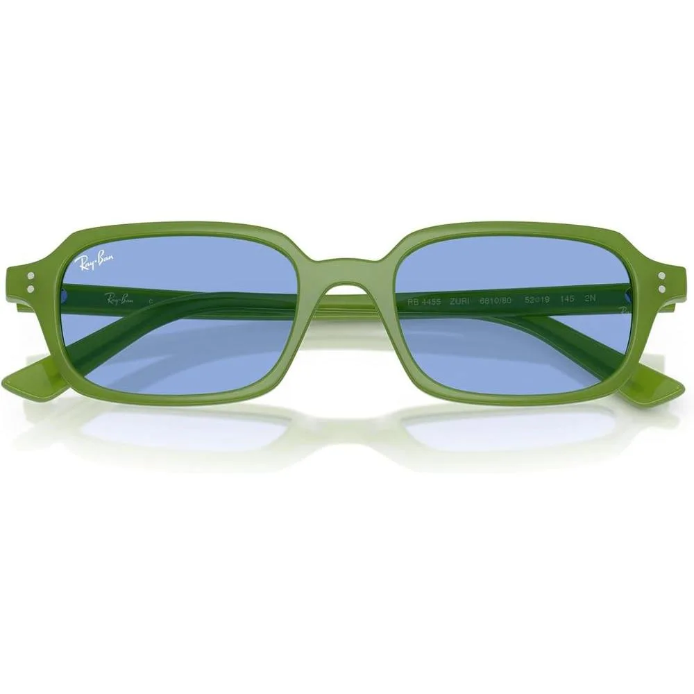 Gafas de sol Ray-Ban RB4455 Zuri, protección UV, marco verde nublado y lentes azules, incluye funda y paño limpiador