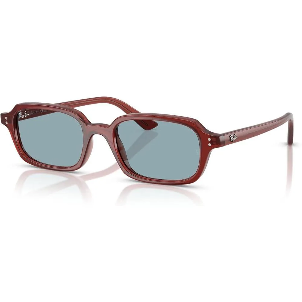 Ray-Ban RB4455 Zuri Gafas de Sol con Marco Cuadrado Marrón Oxidado y Lentes Azules, Protegen contra Rayos UV