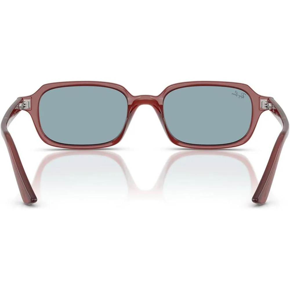 Ray-Ban RB4455 Zuri Gafas de Sol con Marco Cuadrado Marrón Oxidado y Lentes Azules, Protegen contra Rayos UV