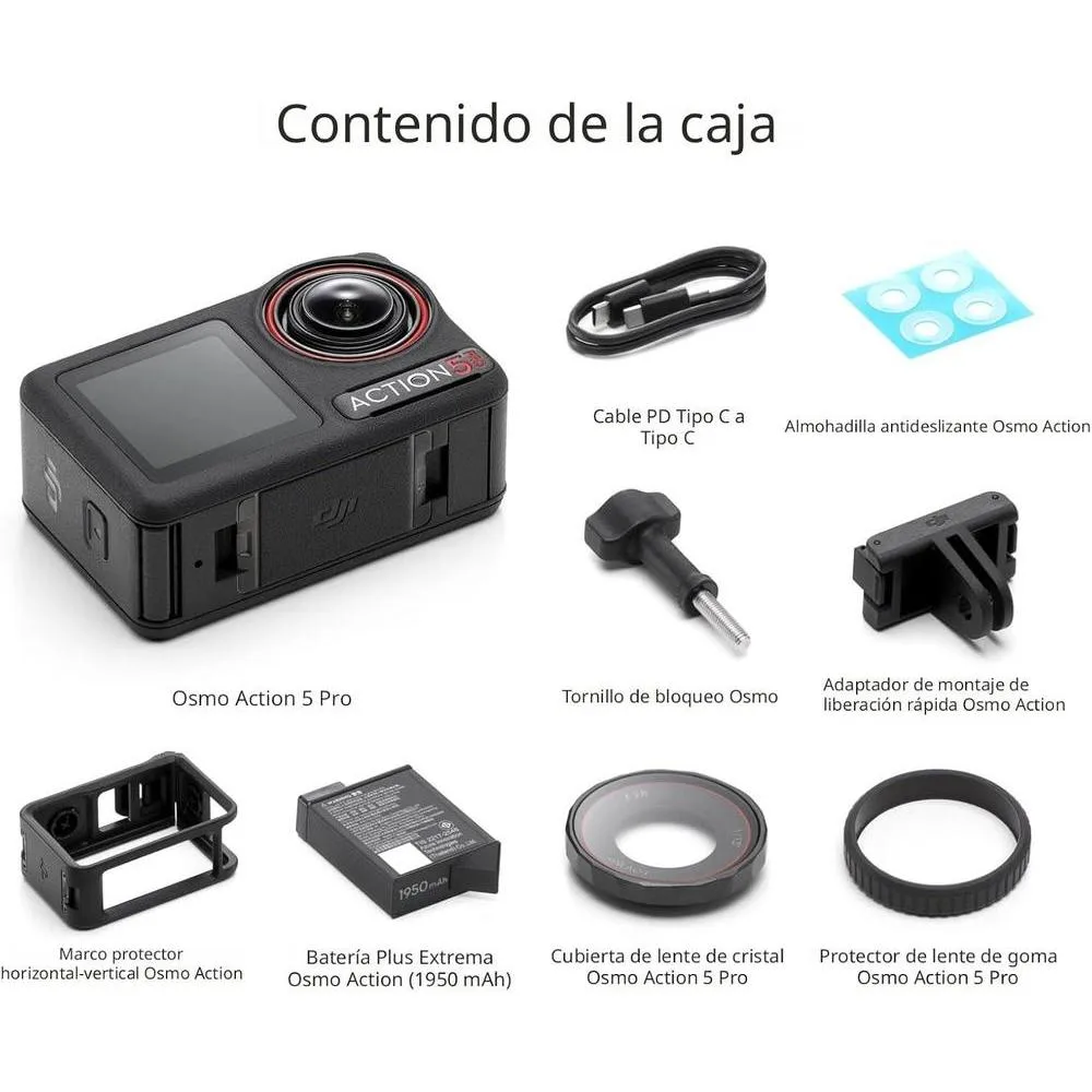 DJI Osmo Action 5 Pro Essential Combo, cámara de acción sumergible con sensor avanzado, video 4K, seguimiento y estabilización