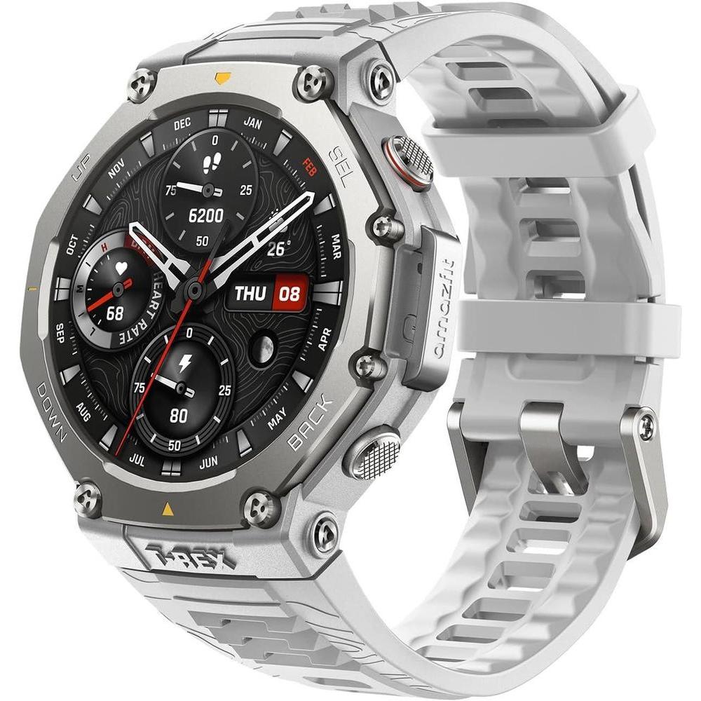 Amazfit T-Rex 3 Rugged Military Smart Watch 48mm, GPS (with Privacy), Offline Maps, Long Battery Life,328 Feet Water-Resistant, 170 Fitness/Sport Modes, AI, Voice Control, for Android or iPhone, Gray