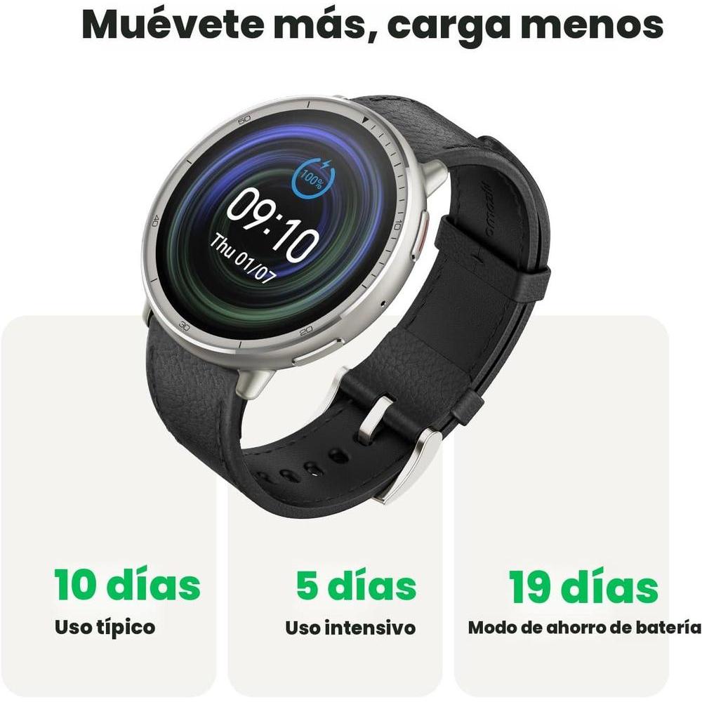 Amazfit Active 2 Premium Smart Watch Fitness Tracker (Round) for Android & iPhone, 10 Day Battery, Water Resistant, GPS Maps, Heart & Sleep Monitor, HYROX Mode, Sapphire Glass, Leather + Sport Strap