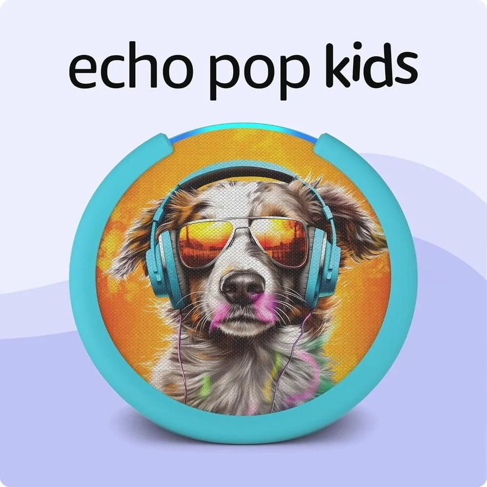 Amazon Echo Pop Kids (newest model), Designed for kids, with parental controls, Includes 6 months of Amazon Kids+, Anthro Pup