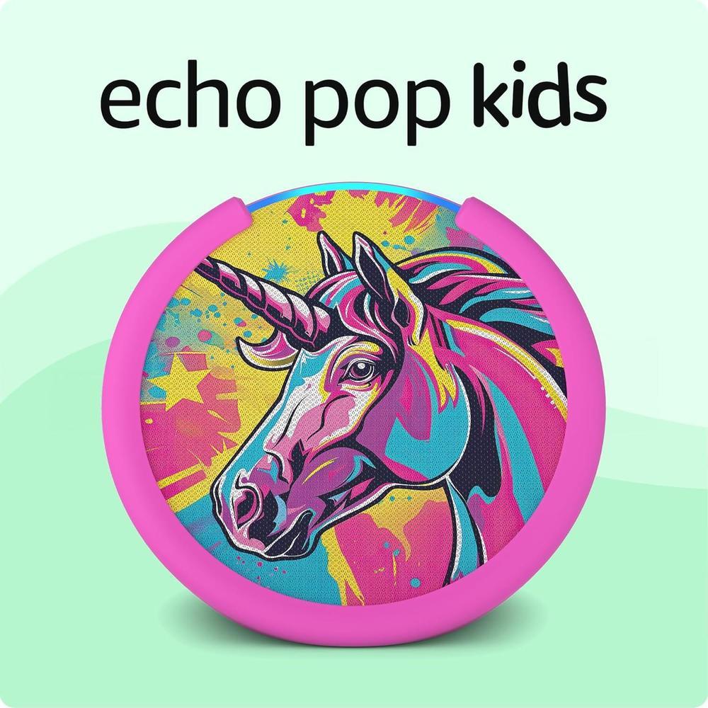 Amazon Echo Pop Kids (newest model), Designed for kids, with parental controls, Includes 6 months of Amazon Kids+, Unicorn