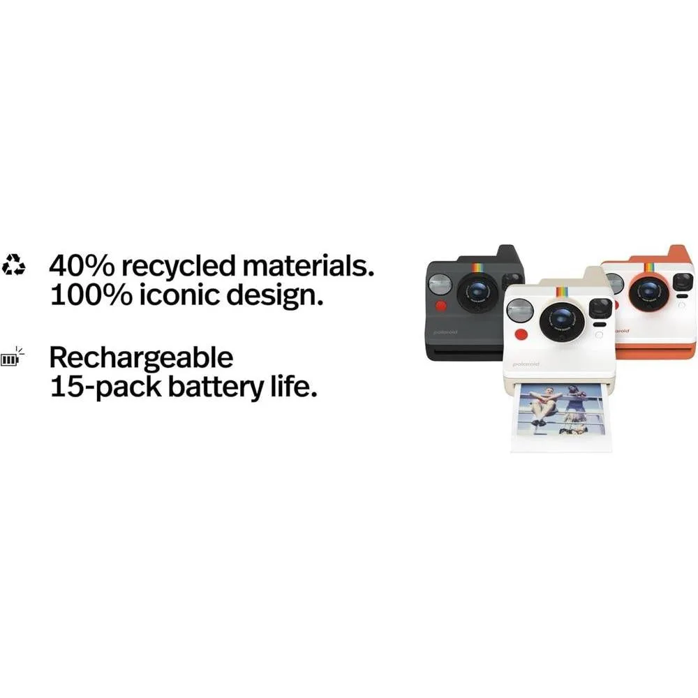 Polaroid Now Cámara instantánea de 3ª generación con paquete de películas, incluye cámara negra y 16 fotos