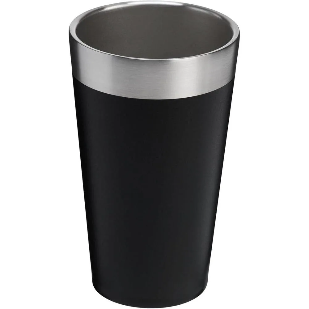 Stanley Adventure Vaso de Cerveza Apilable Acero Inoxidable, Libre de BPA, Aislado, Apto para Lavavajillas, Color Negro