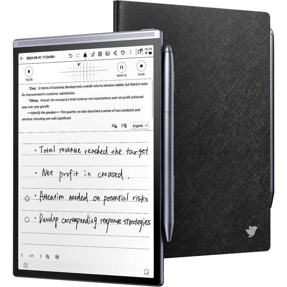 AINOTE Air 2 Bundle - Black Folio Case, 8.2-inch AI Note-Taking Tablet Writing Paper Tablets, Digital Notebook with Pen, Voice-to-Text Transcription, Multi-Languages Chatgpt Support