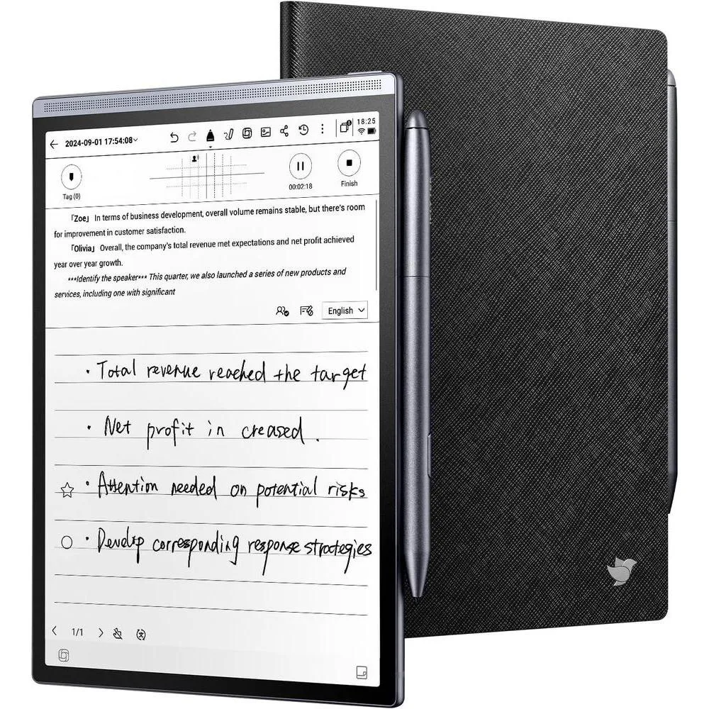 AINOTE Air 2 Bundle - Black Folio Case, 8.2-inch AI Note-Taking Tablet Writing Paper Tablets, Digital Notebook with Pen, Voice-to-Text Transcription, Multi-Languages Chatgpt Support