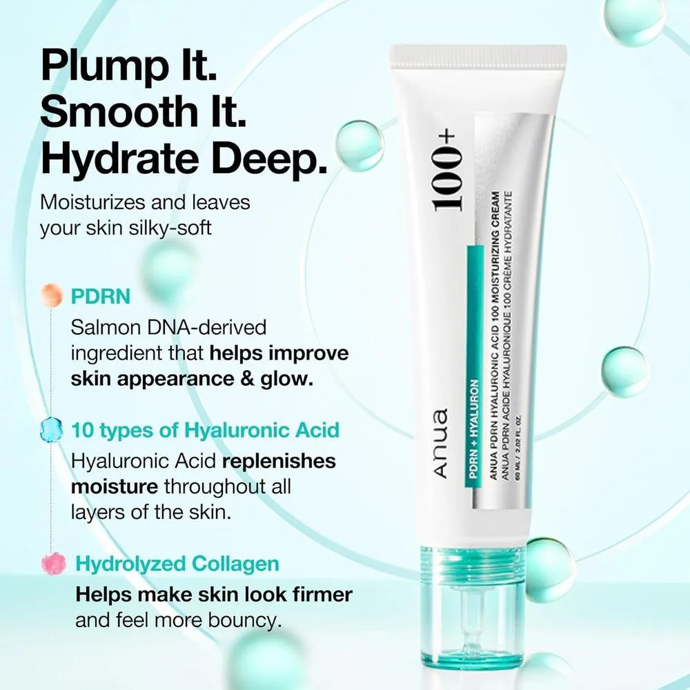 Hidratante facial ANUA PDRN de ácido hialurónico y colágeno, con ADN de salmón, ideal para piel de vidrio, cuidado coreano