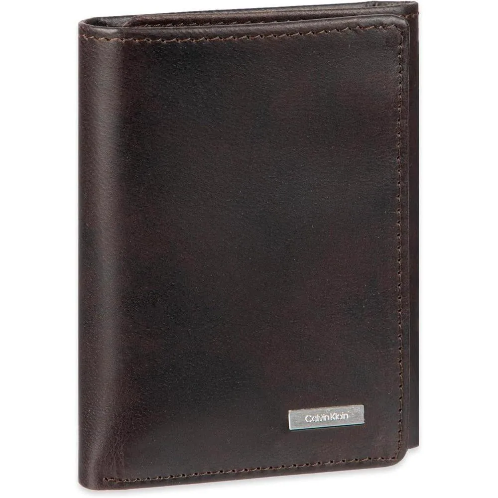 Conjunto de billetera Calvin Klein de cuero con protección RFID, múltiples compartimentos y llavero para hombres