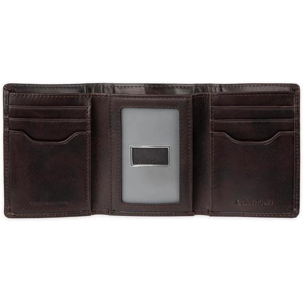 Conjunto de billetera Calvin Klein de cuero con protección RFID, múltiples compartimentos y llavero para hombres