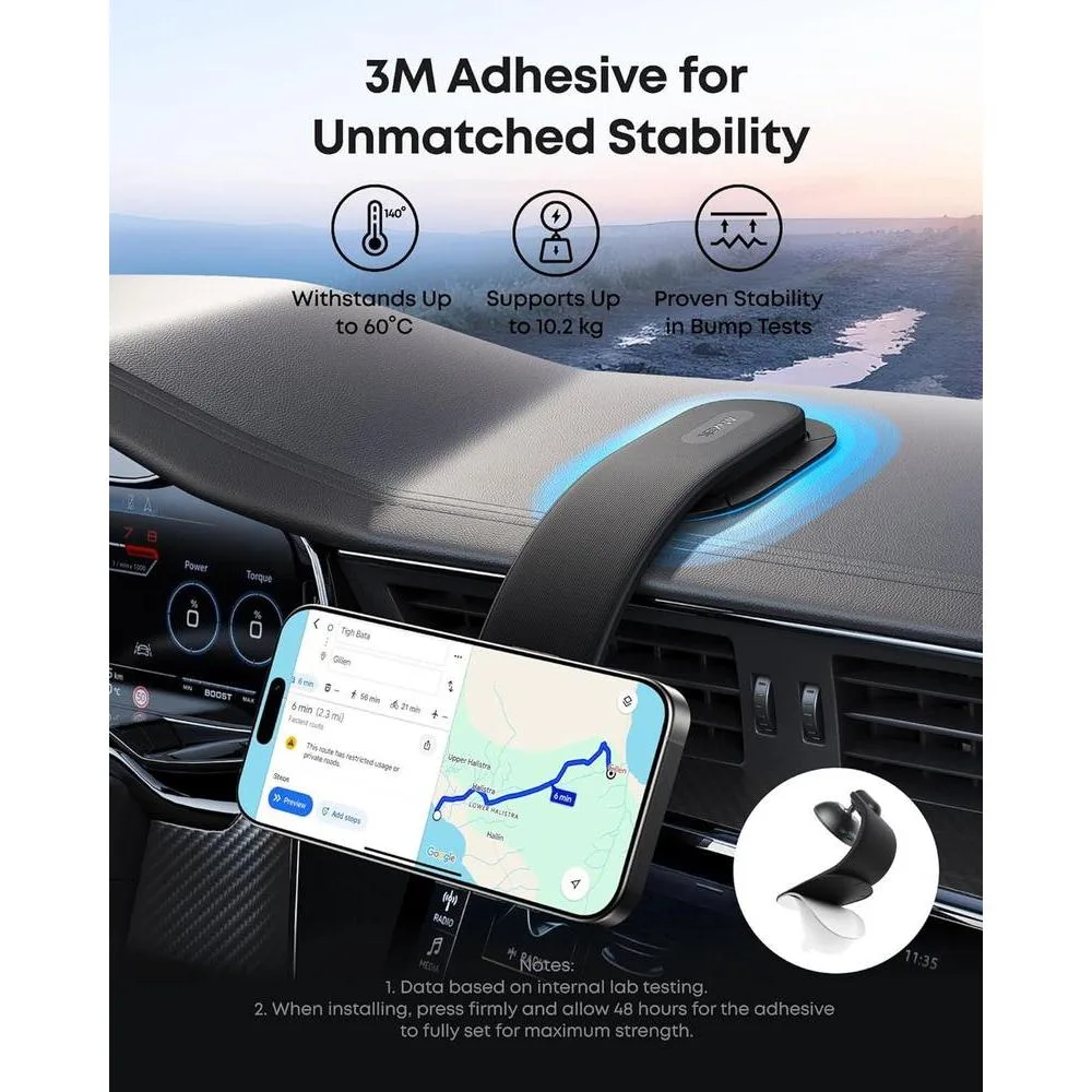 Cargador inalámbrico magnético para coche Anker, montaje ajustable 360°, 15 W Qi2 certificado con soporte de aleación para iPhone