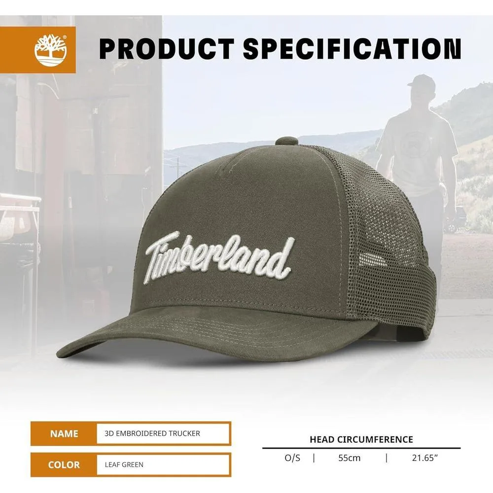 Gorra de camionero para hombre Timberland, algodón duradero y ajustable, con parte trasera de malla transpirable