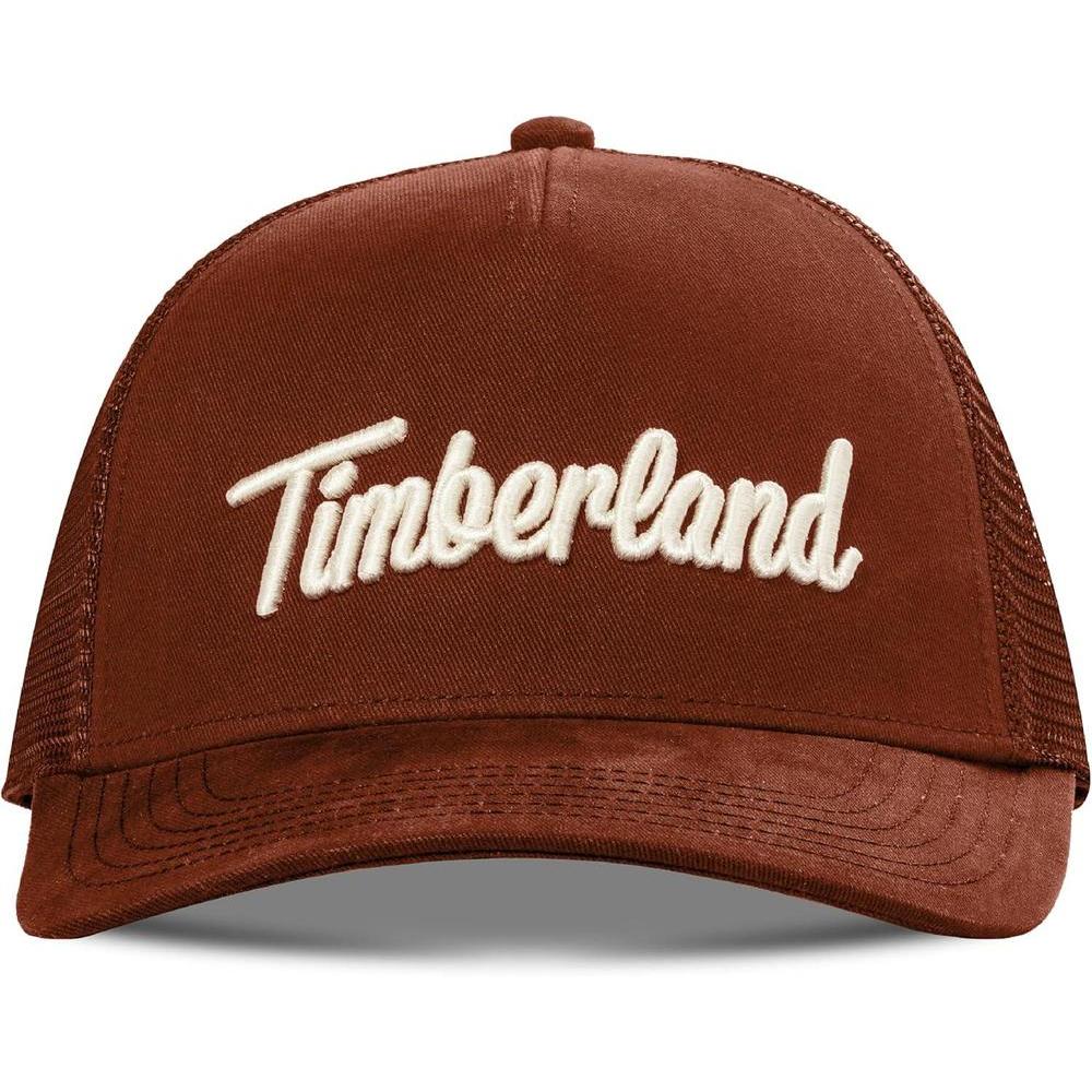 Timberland Gorra de camionero para hombre con sarga de algodón y malla transpirable, cierre ajustable a presión