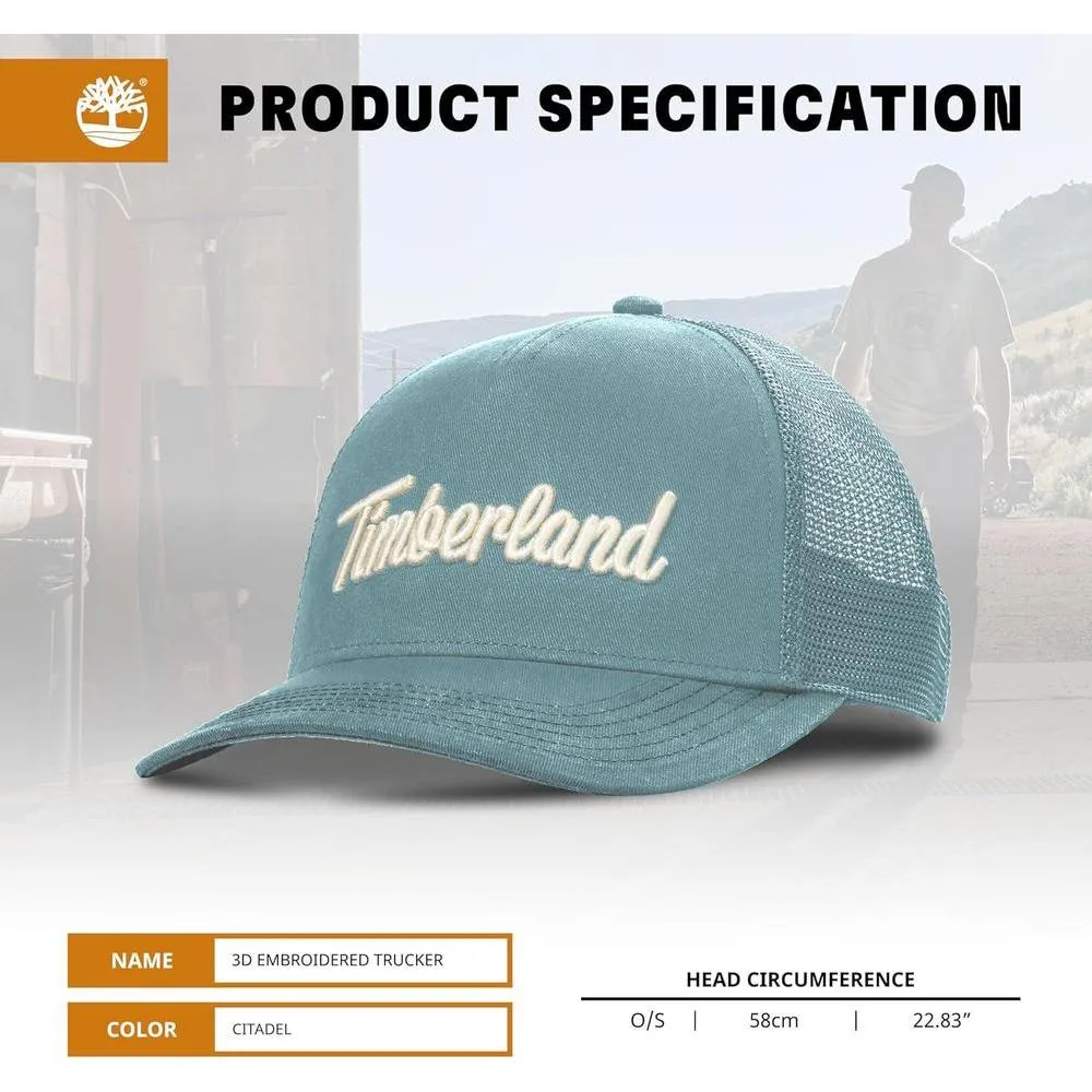 Gorra Timberland para hombre, sarga de algodón ajustable y malla transpirable, ideal para el uso diario y aventuras al aire libre