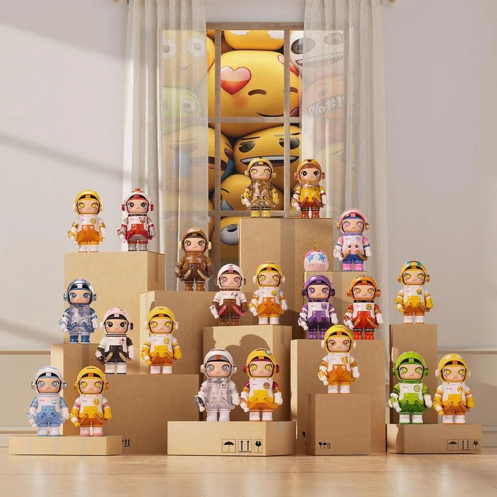 POP MART MEGA Space Molly 100% × Serie Emoji, figuras sorpresa de diseño aleatorio para colección y decoración