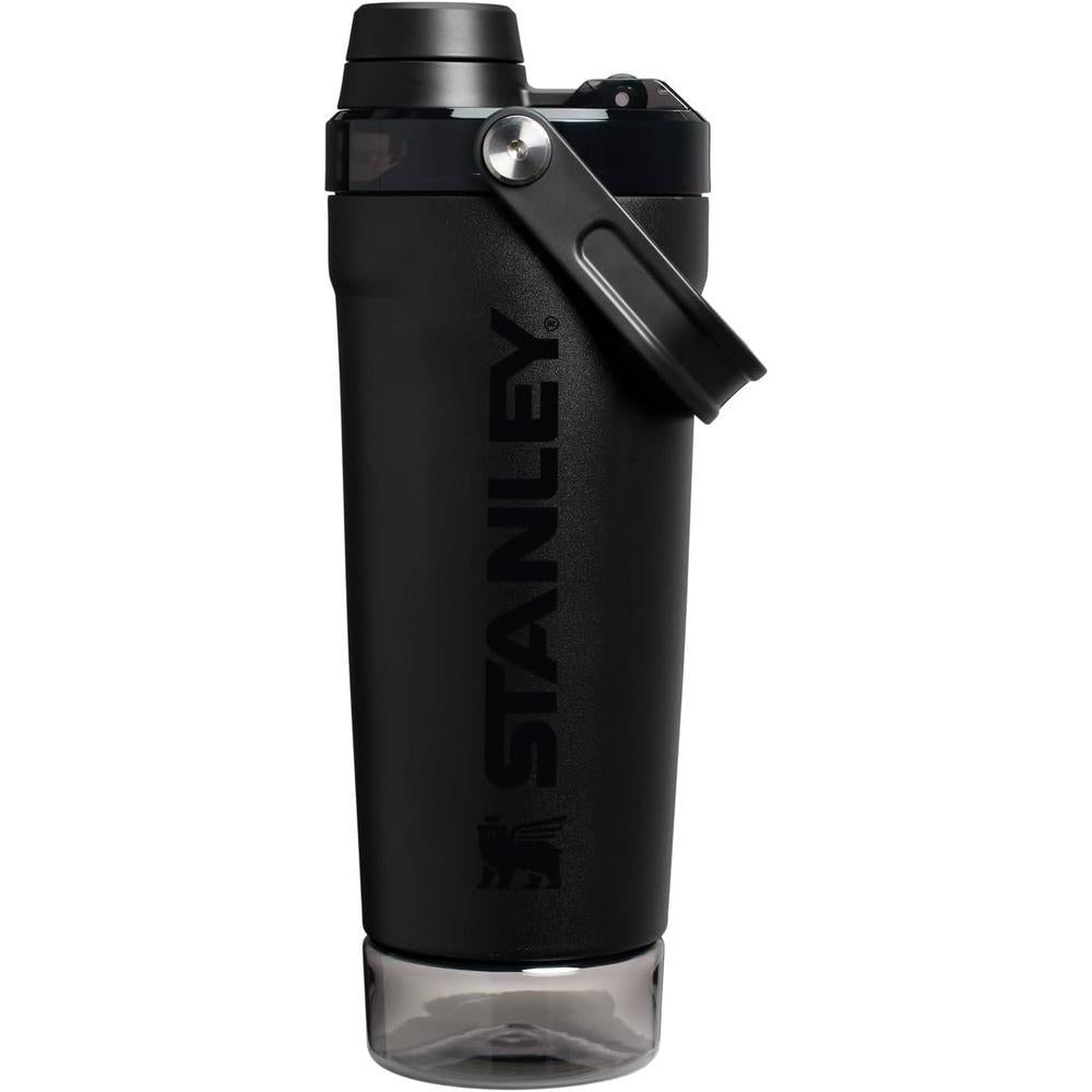 Stanley Activate Shaker Bottle 20 oz | Leakproof Insulated Stainless Steel Shaker Cup | Base Storage and Twist On Fast Flow Lid | Protein Shakes and Pre Workout Powder | BPA-Free | Black