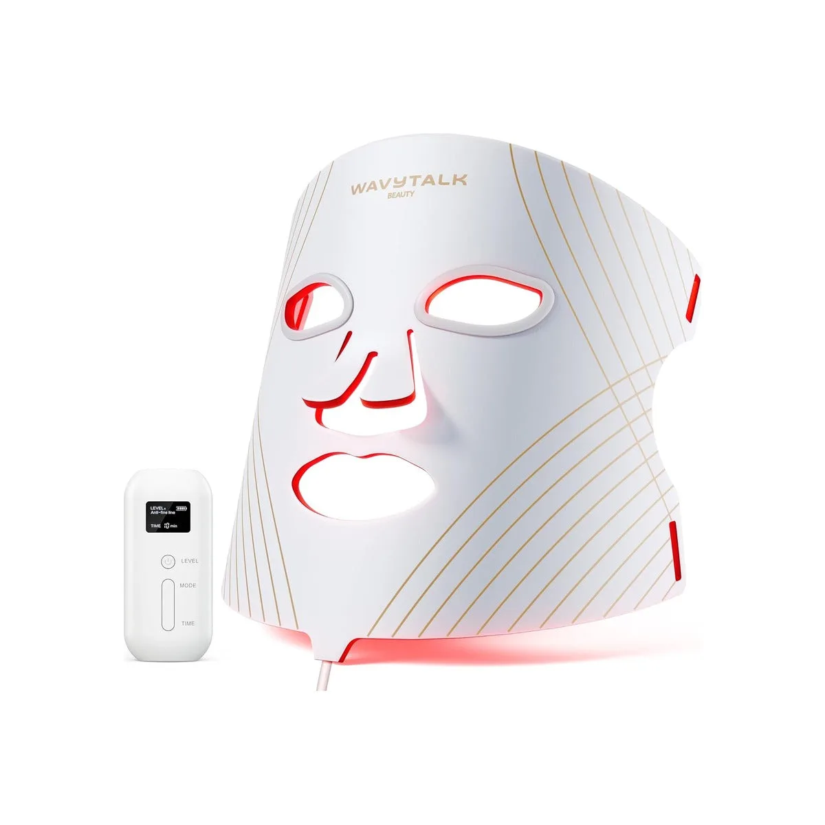 Wavytalk Glow Time - Mascara LED Facial, Terapia de Luz Roja, Azul y Ambar para Anti-Acne y Rejuvenecimiento