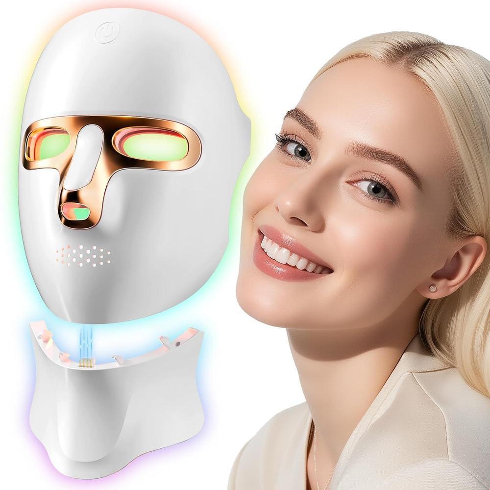 Máscara de terapia de luz roja para cara, máscara facial LED inalámbrica, terapia de luz, recargable por USB C, máscaras de luces infrarrojas, para el hogar, trabajo, viajes, yoga, sueño
