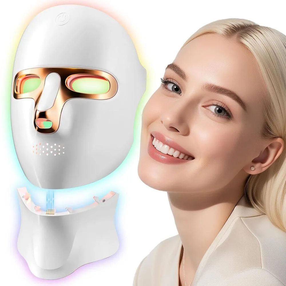 Máscara de terapia de luz roja para cara, máscara facial LED inalámbrica, terapia de luz, recargable por USB C, máscaras de luces infrarrojas, para el hogar, trabajo, viajes, yoga, sueño