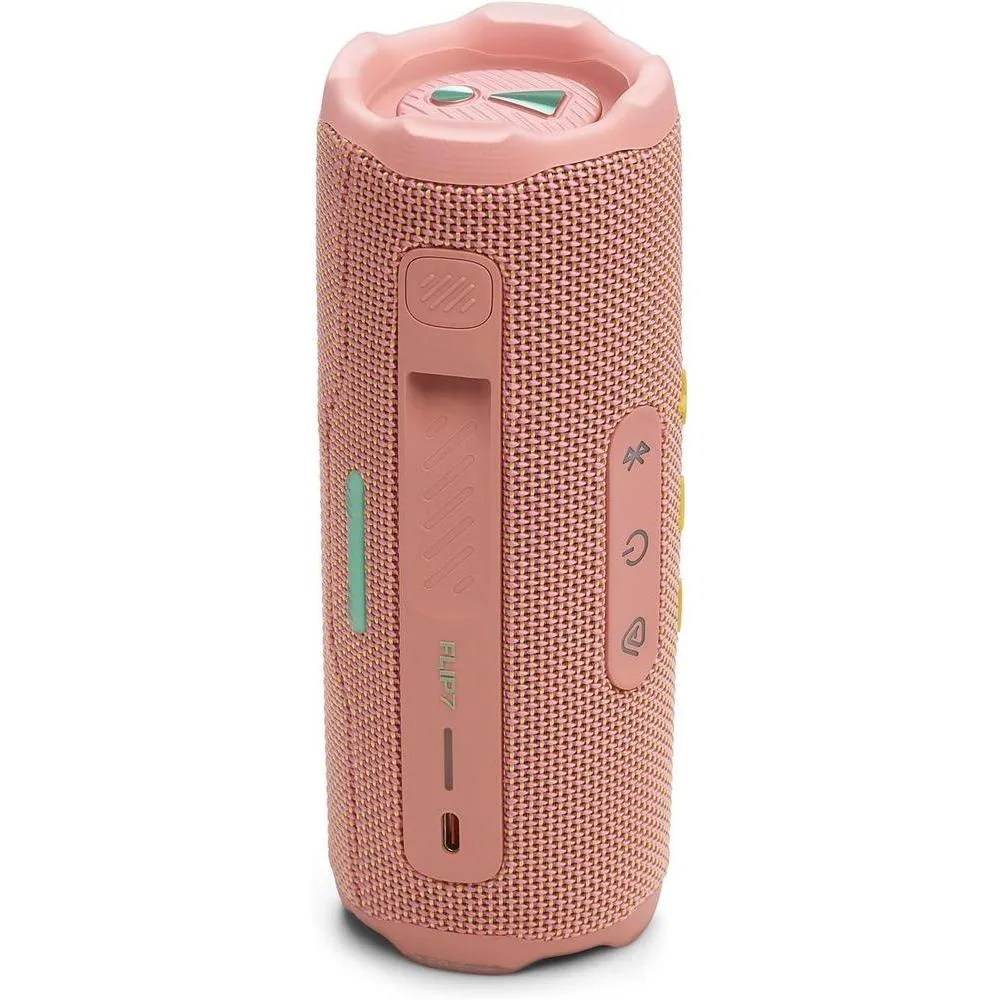 JBL Flip 7 Rosa con Funda Protectora Divvi, Bocina Bluetooth Portátil, Impermeable, A Prueba de Polvo y Caídas, 16 Horas de Reproducción