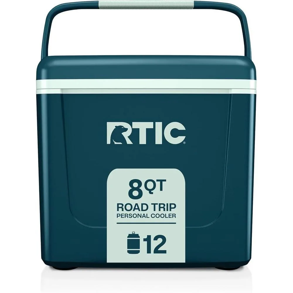 RTIC 8 QT Road Trip Personal Cooler, Small, Compact, Insulated, Portable Ice Chest Box for Food, Drink, Beverage, Beach, Camping, Picnic, Fishing, Boat, 12-Can Capacity