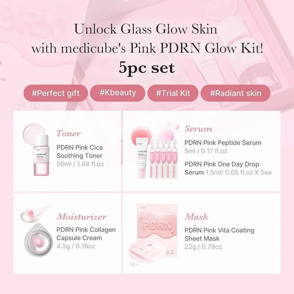 Medicube Kit de ADN de Salmón PDRN: Cuidado de la piel con tónico, suero y mascarilla para hidratar y reafirmar