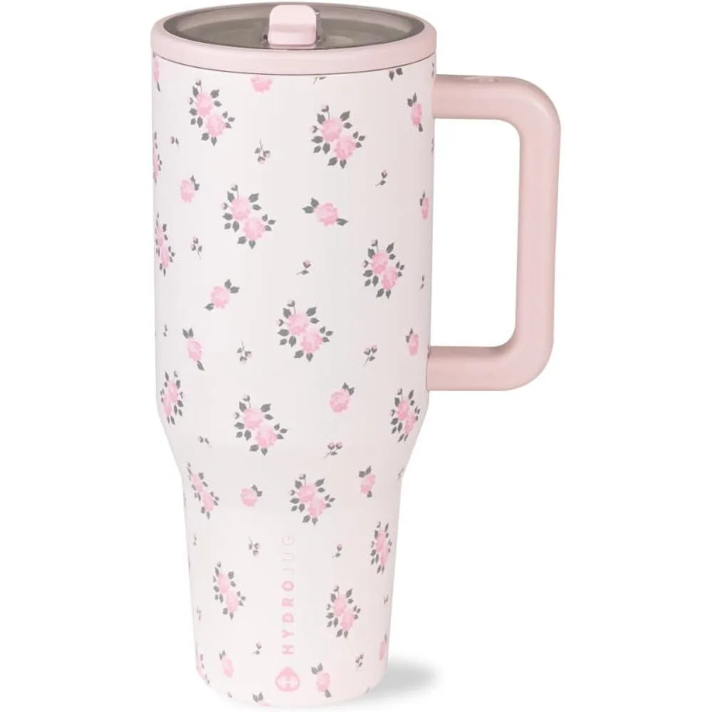 HydroJug Traveler - Botella reutilizable con popote abatible, resistente a fugas y de acero inoxidable con base de goma