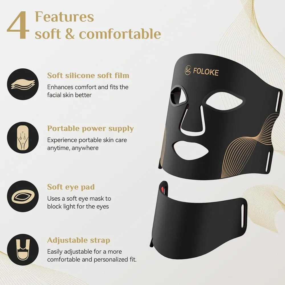 Máscara de terapia LED para cuidado avanzado de la piel facial y de cuello, rejuvenecimiento casero con colágeno