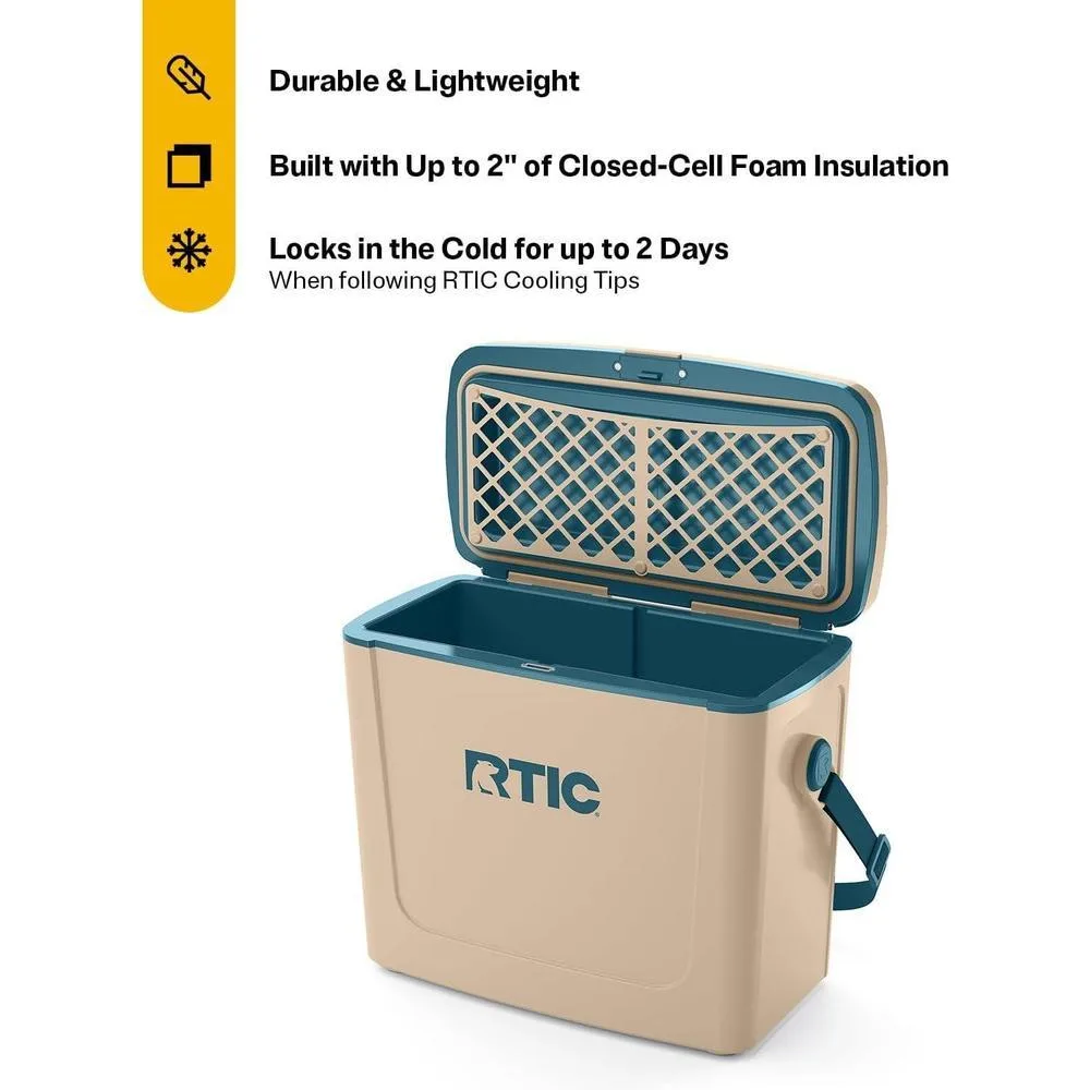 RTIC Enfriador de viaje, aislado duro portátil con correa y asa, perfecto para exteriores, playa, picnic y camping