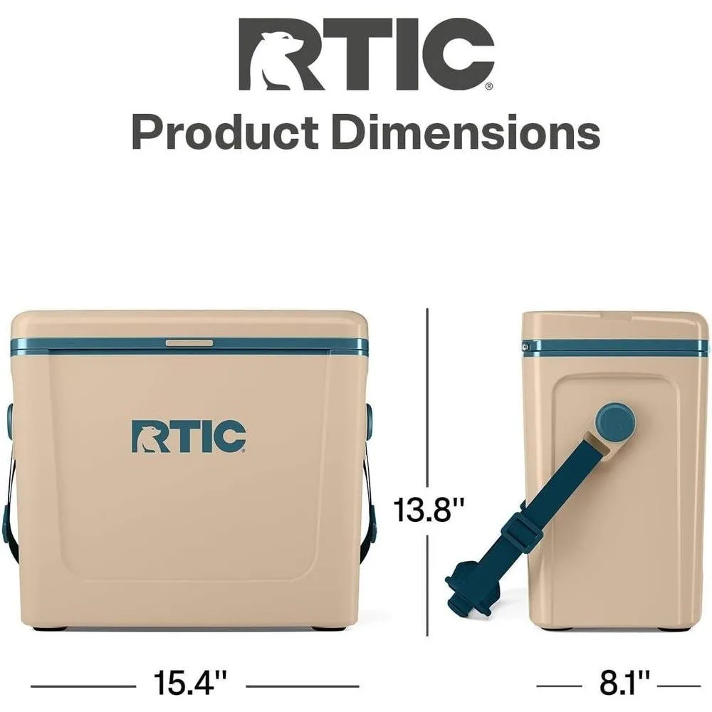 RTIC Enfriador de viaje, aislado duro portátil con correa y asa, perfecto para exteriores, playa, picnic y camping