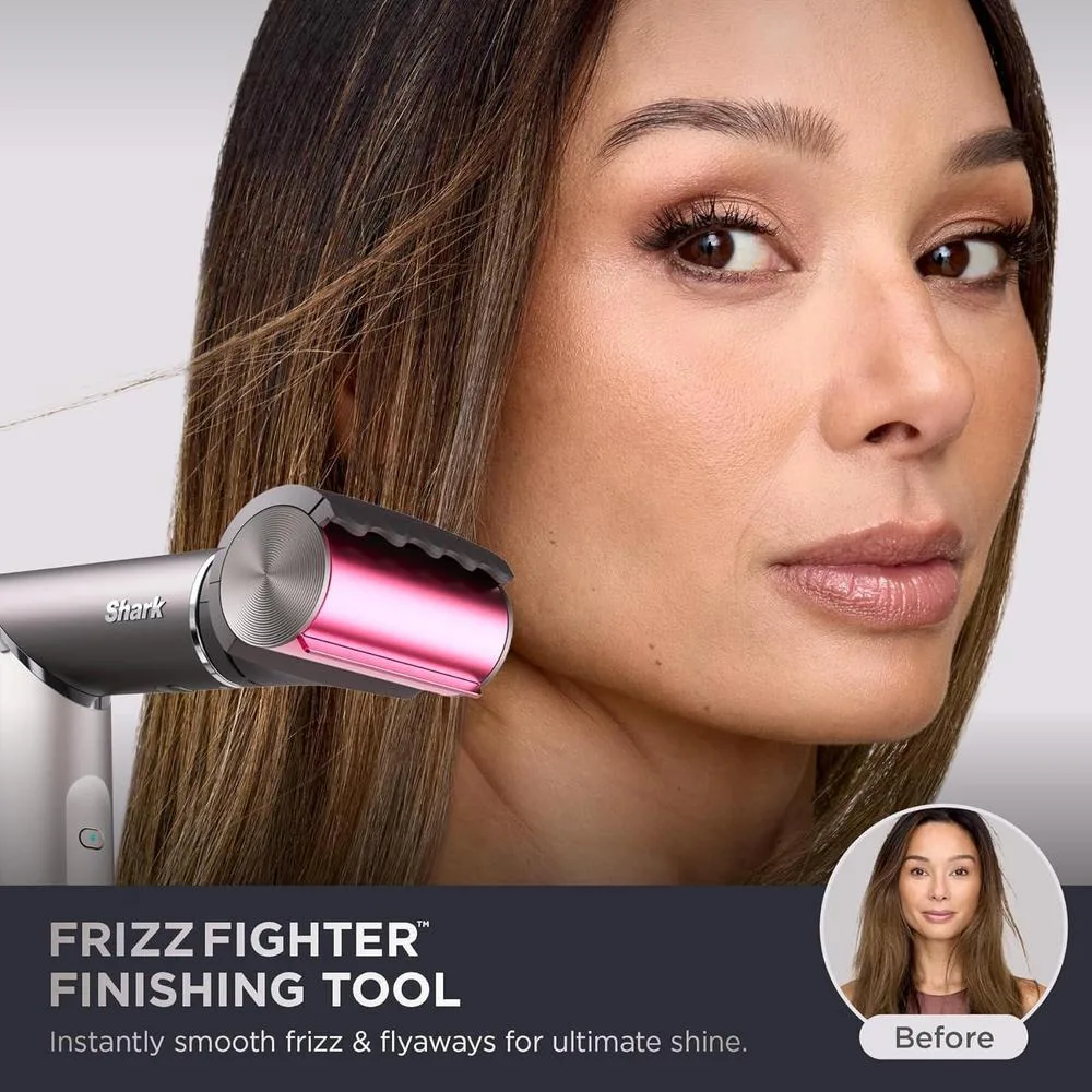 Shark FlexFusion - Plancha y secador de pelo con cepillo de cerámica, rizadores automáticos, concentrador y anti-frizz