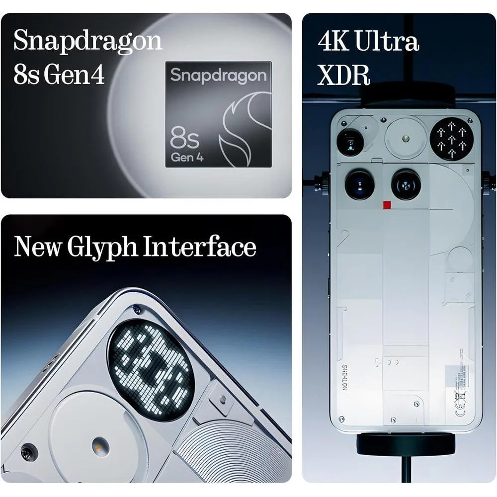Nothing Phone (3) Snapdragon 8s Gen4, 512GB, Android 15, cámaras de 50MP y pantalla AMOLED, carga rápida
