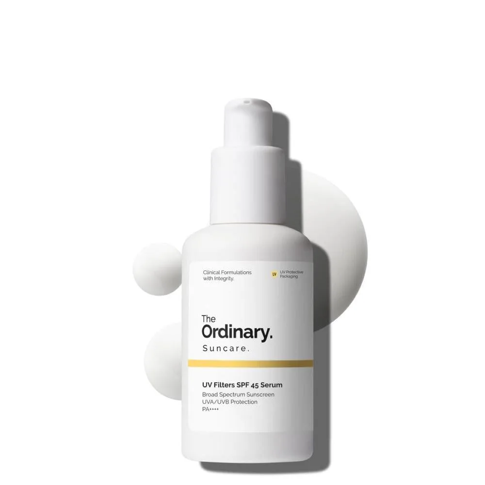 The Ordinary UV Filters SPF 45 Protector Solar en Suero para el Rostro, Protector Solar Hidratante Ligero de Amplio Espectro, Protección UVA/UVB, No Comedogénico, Sin Residuo Blanco, 2 Fl Oz