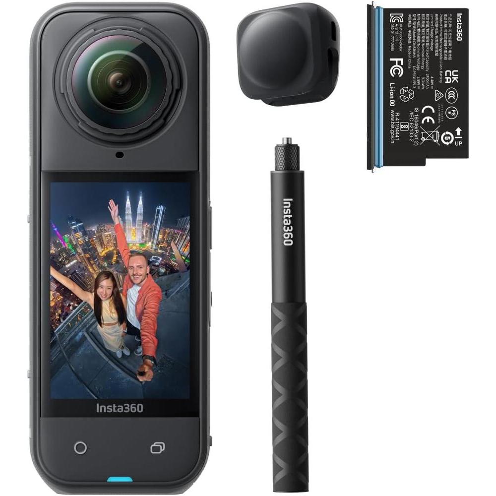 Insta360 X5 Starter Bundle - Waterproof 8K 360° Action Camera, Leading Low Light, Invisible Selfie Stick Effect, Rugged & Replaceable Lens, 3-Hour Battery, Clear Audio, Stabilization