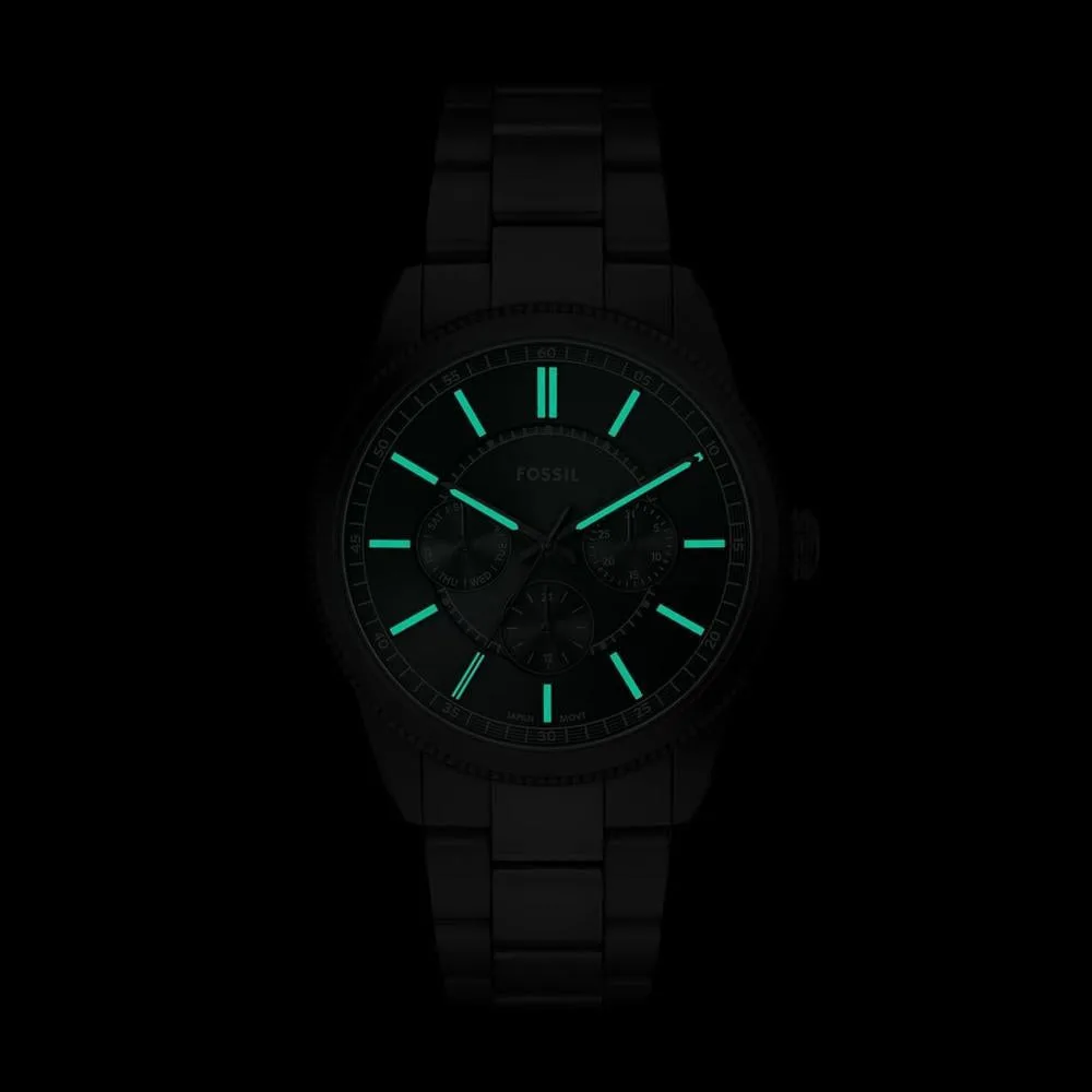Reloj multifuncional de acero inoxidable Fossil Pearson para hombre, resistente a los arañazos, con subesferas de día y fecha