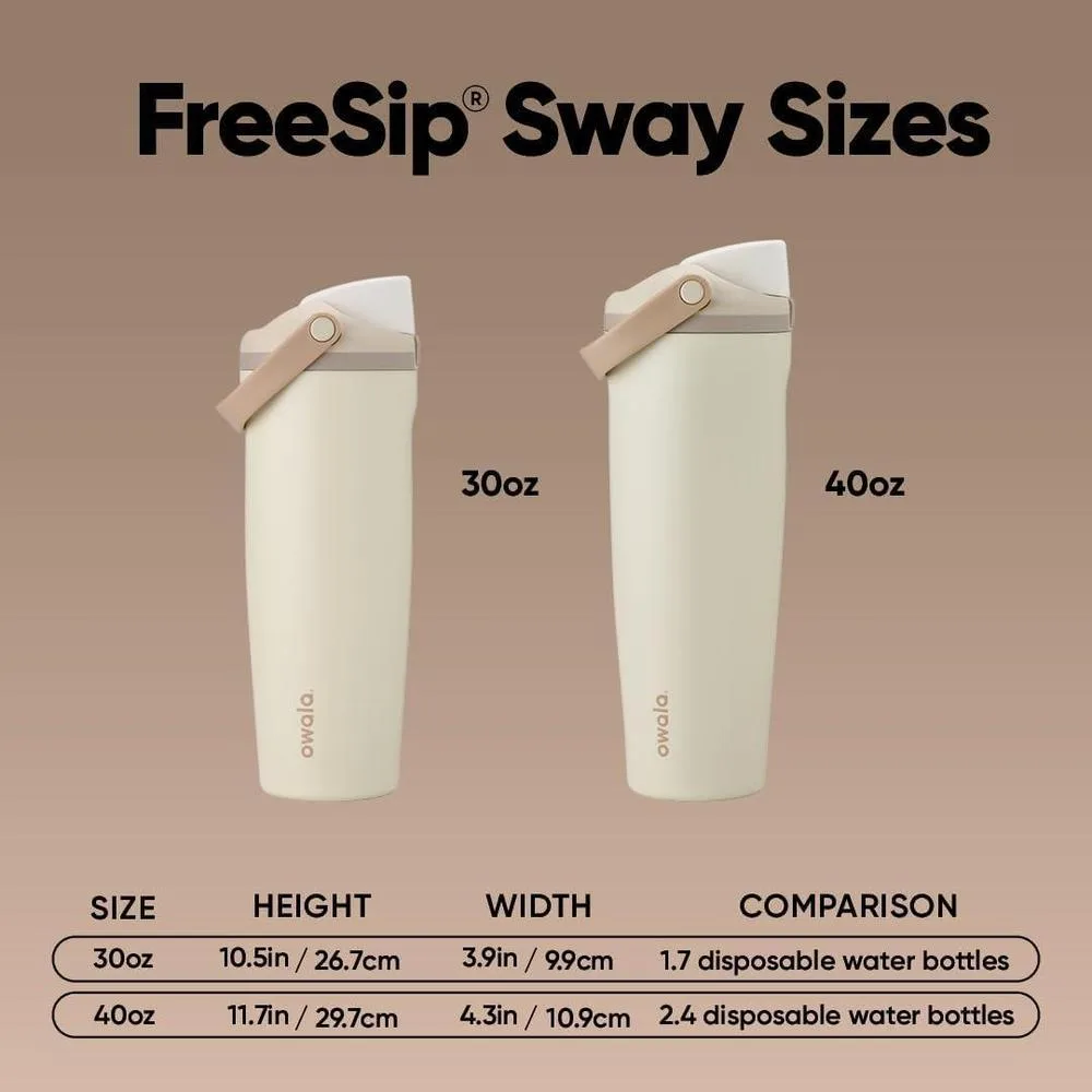 Botella de agua deportiva Owala FreeSip Sway de acero inoxidable con boquilla única y aislamiento avanzado, color bronceado
