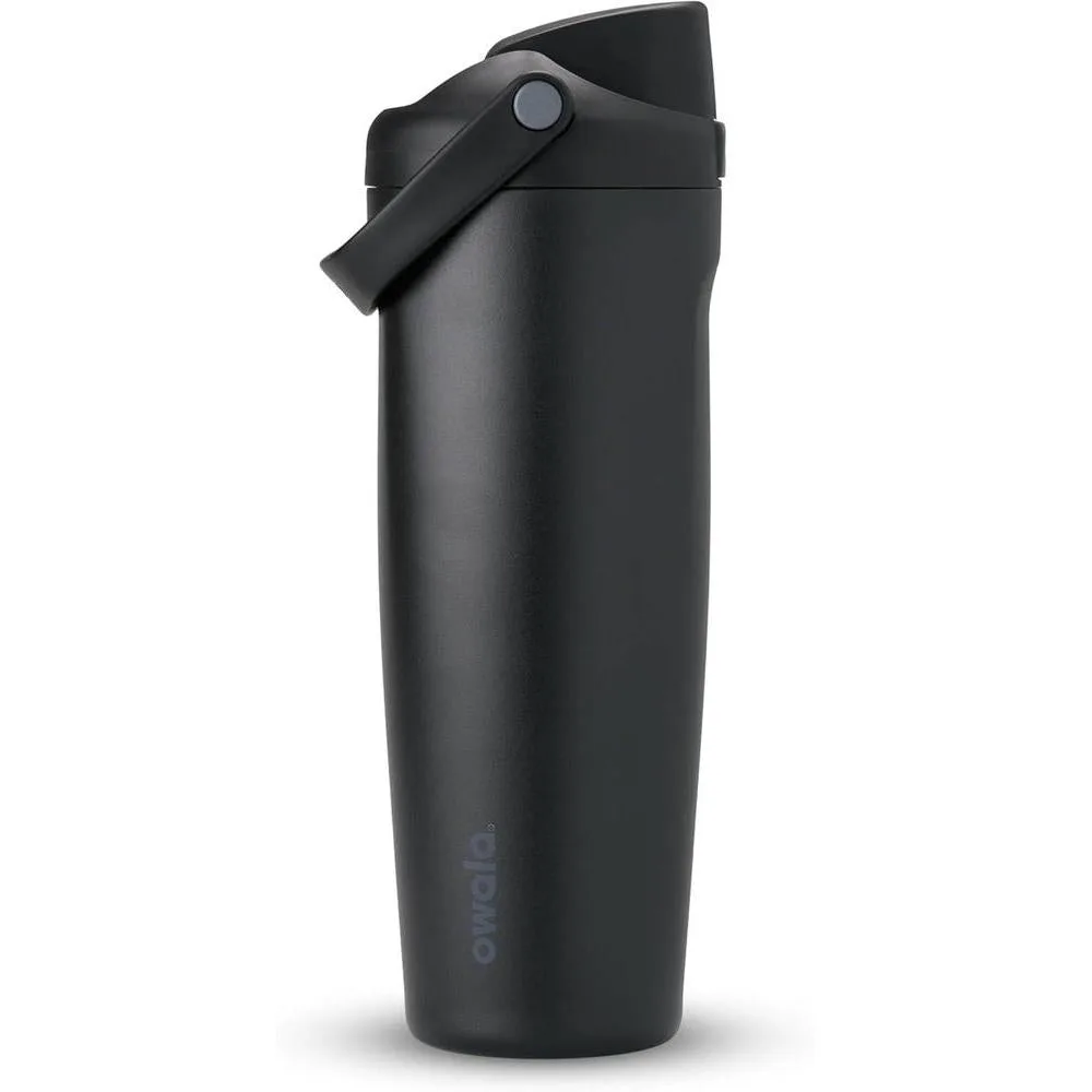 Owala FreeSip Sway de acero inoxidable, botella de agua aislante en color negro, ideal para deportes y actividades al aire libre
