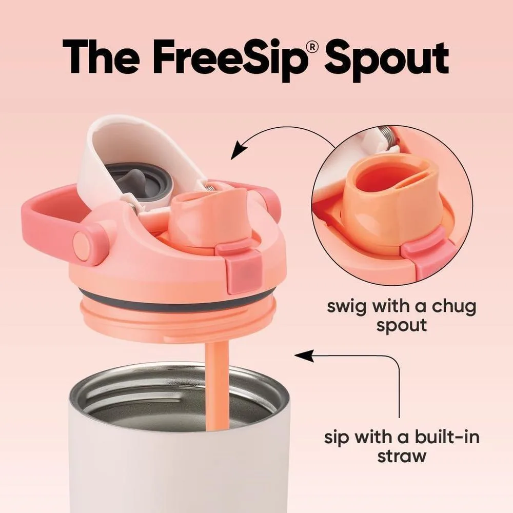 Owala FreeSip Sway Botella de agua de acero inoxidable, color naranja/bronceado con boquilla innovadora y diseño aislado