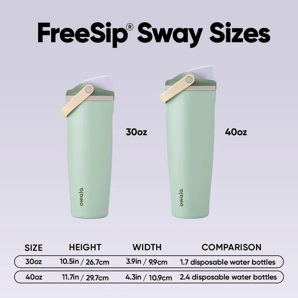Botella deportiva Owala FreeSip Sway de acero inoxidable con boquilla 2 en 1, tapa a prueba de fugas y aislamiento de triple capa