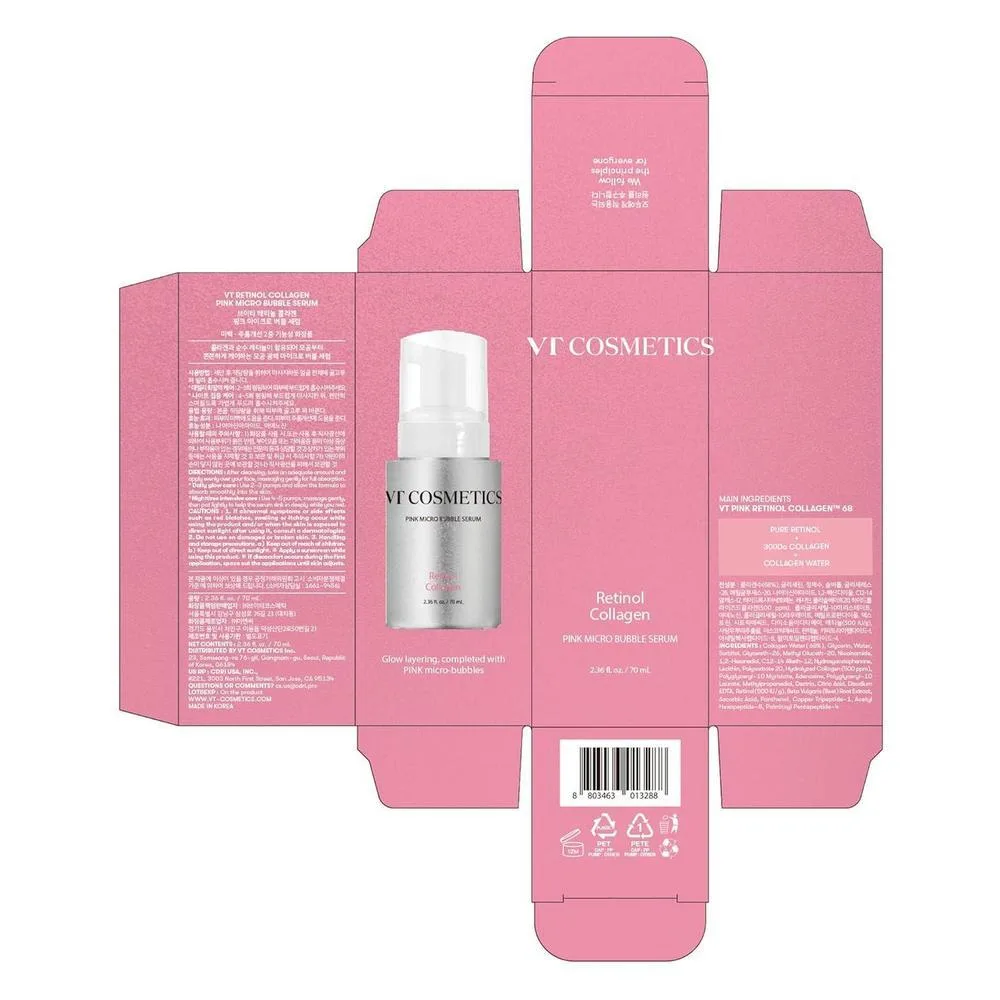 Suero Facial Bubble Serum Colágeno Retinol 70ml VT COSMETICS
