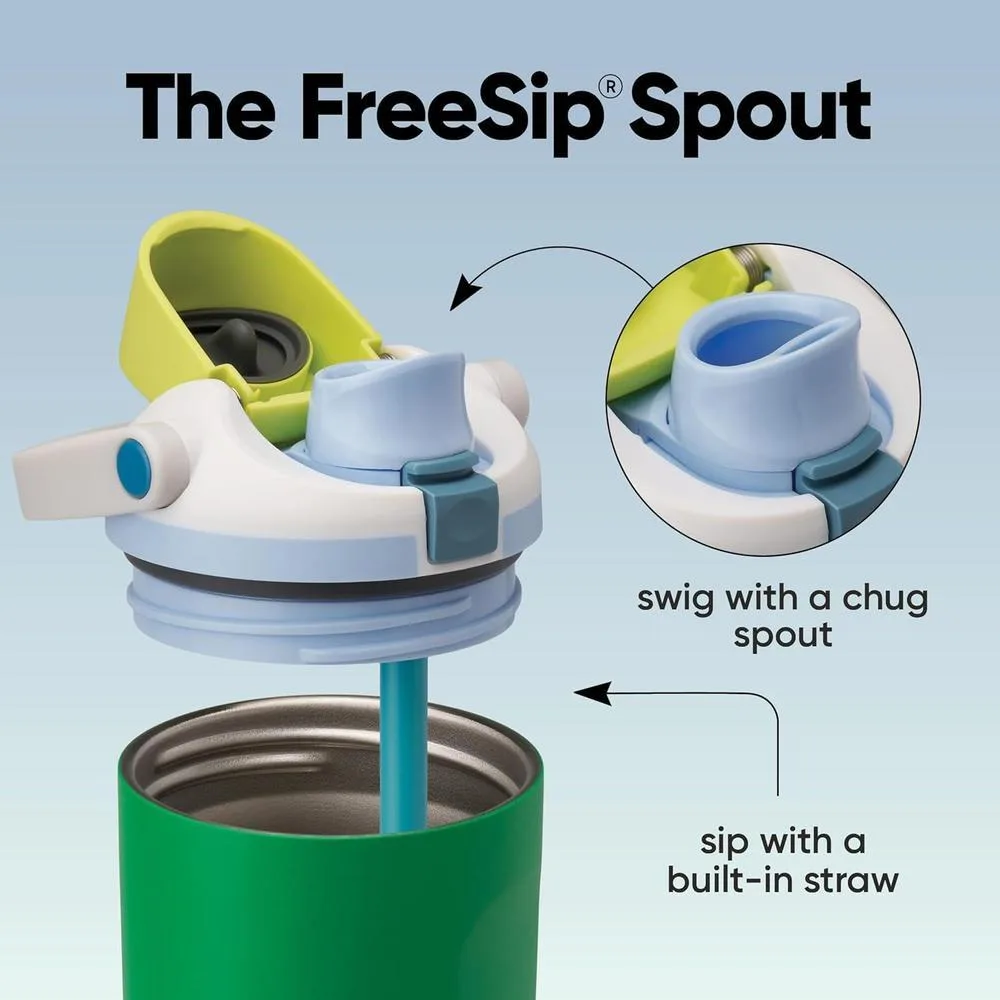 Owala FreeSip Sway Botella térmica de acero inoxidable con boquilla dual, pajilla y asa para viajes, deportes y escuela, sin BPA, verde
