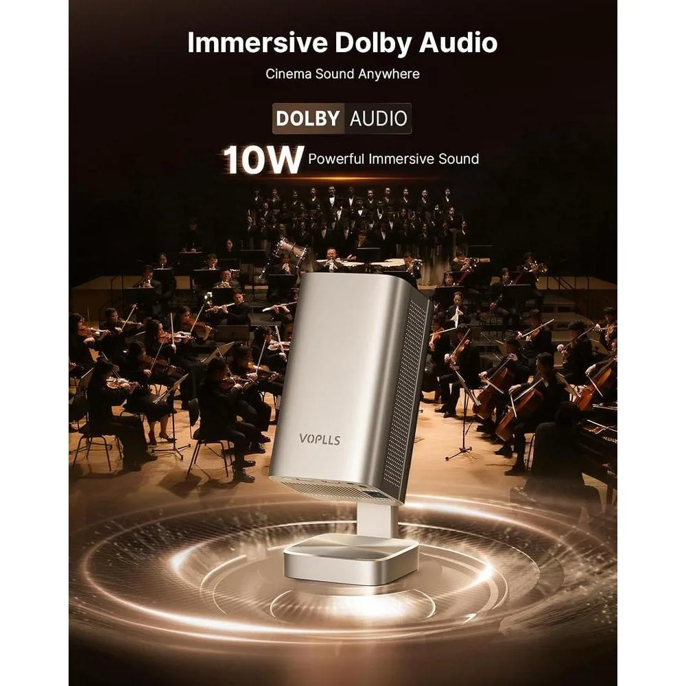 Proyector inteligente mini con WiFi, Bluetooth y Dolby Audio, soporte 4K, enfoque automático TOF, resolución nativa 1080P