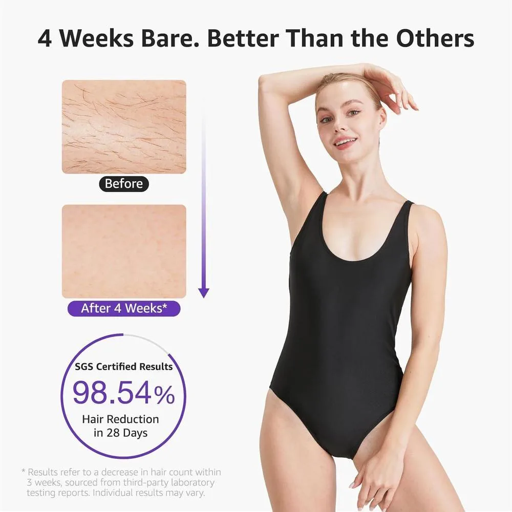 Depiladora láser IPL para mujeres con enfriamiento de hielo, resultados duraderos y casi indoloros, ideal para cuerpo completo